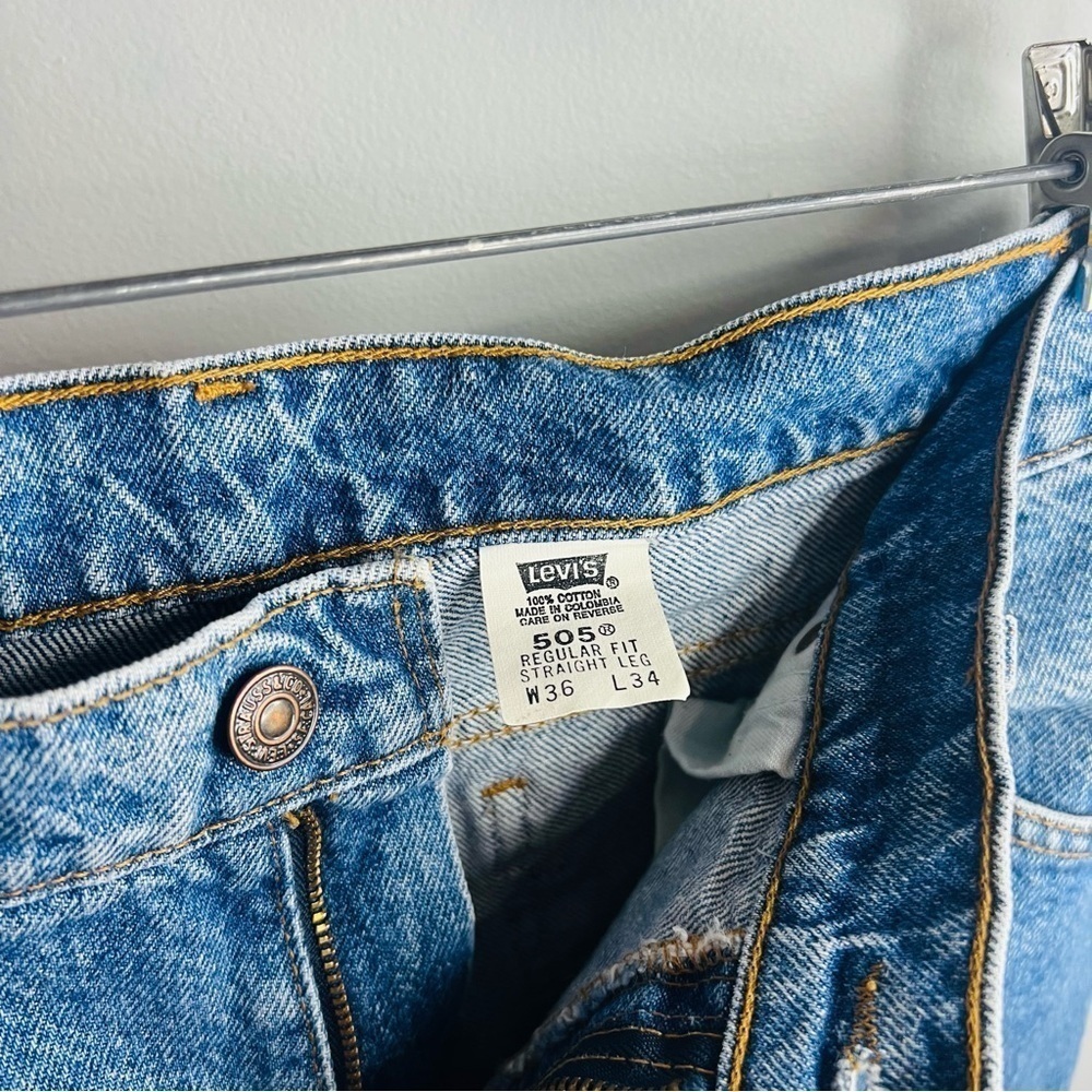 Vintage Levi’s Blue 505 Straight Leg Orange Tab Jeans 36W - Picture 6 of 9